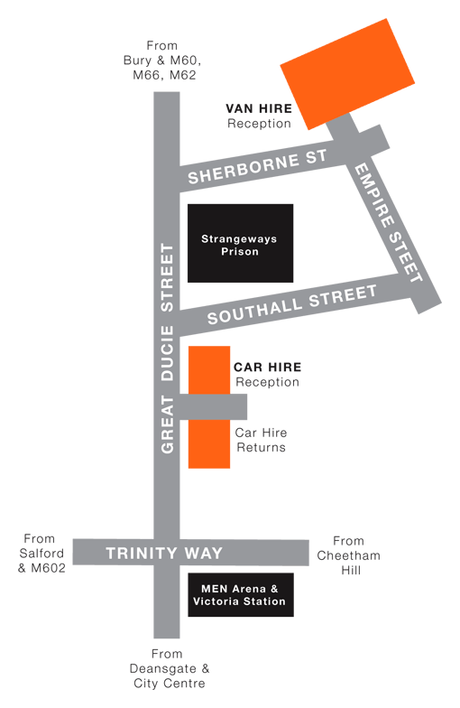 Map of Salford Van Hire Manchester